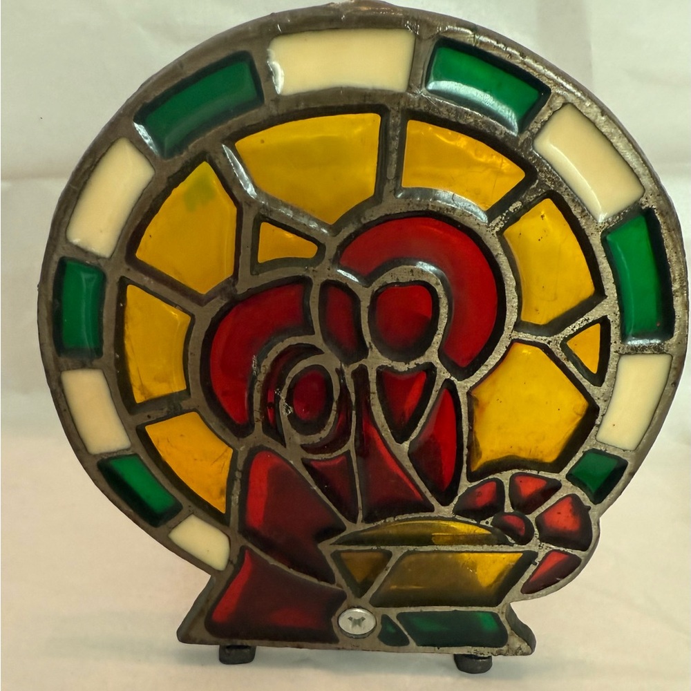Vintage Stained Glass Candle Nativity Scene Candle Holder